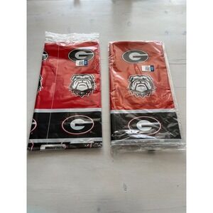 NEW Lot of 2 University of Georgia Bulldogs Plastic Table Covers Tailgate 54x108